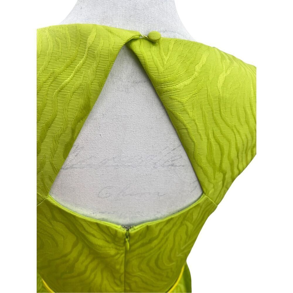 Ellen Tracy Lime Green Textured Midi Dress with Belt - Picture 6 of 13